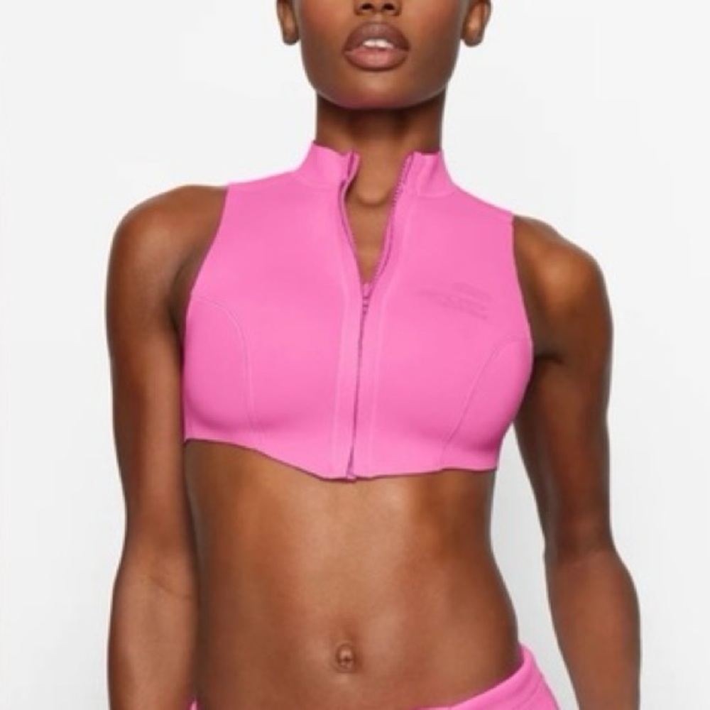 NWT SKIMS Sport Swim Scuba Mock Neck Zip - Taffy Pink - Sz. 4X